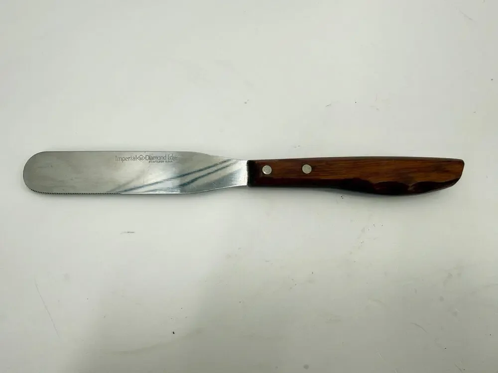 Imperial Diamond Edge Stainless Steel Spreader Knife Wood Handle USA Vintage 9